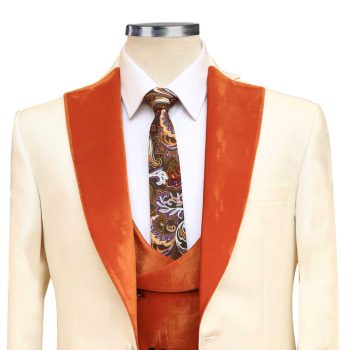 Ivory Tuxedo With Orange Lapel