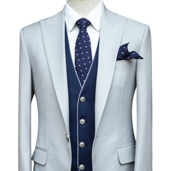 Light Grey Suit Blue Vest