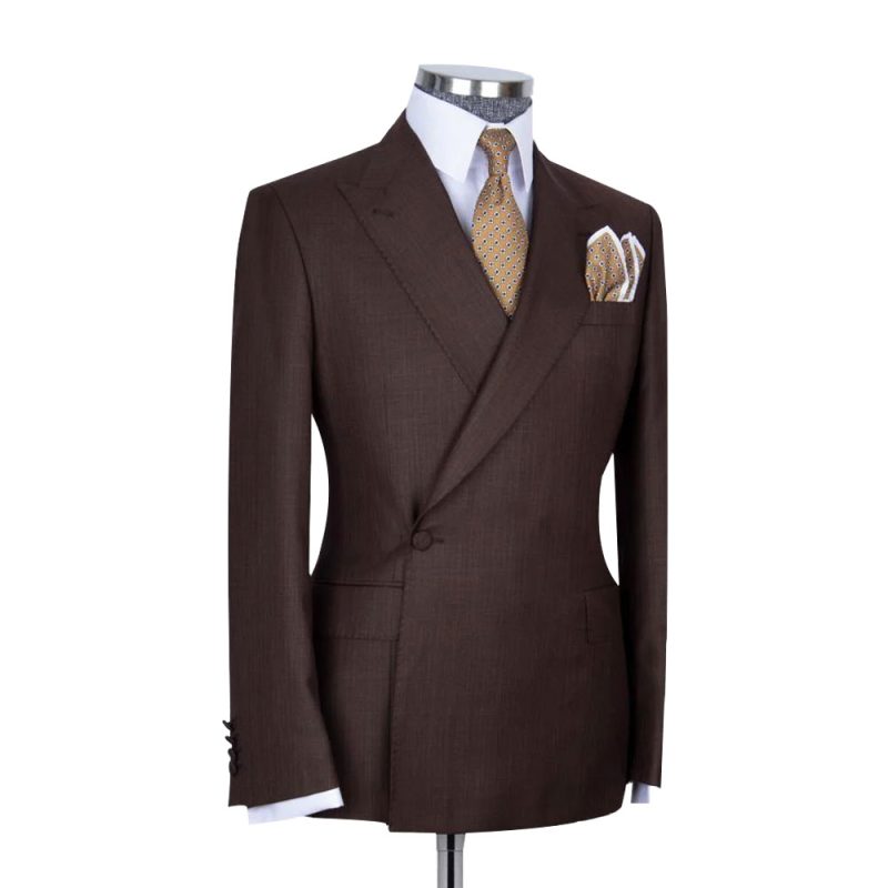 Brown Double Breasted Side Single Button Suit Andre Emilio
