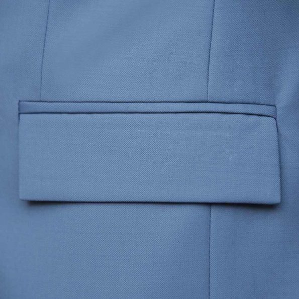 Sky Blue Double Breasted Suit Flap Pocket