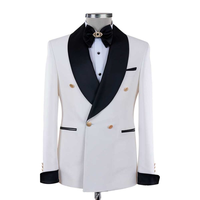 White And Black Double Breasted Tuxedo