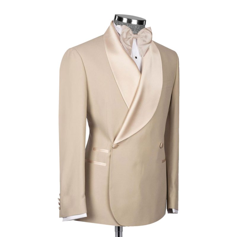 Custom Beige Double Breasted Tuxedo