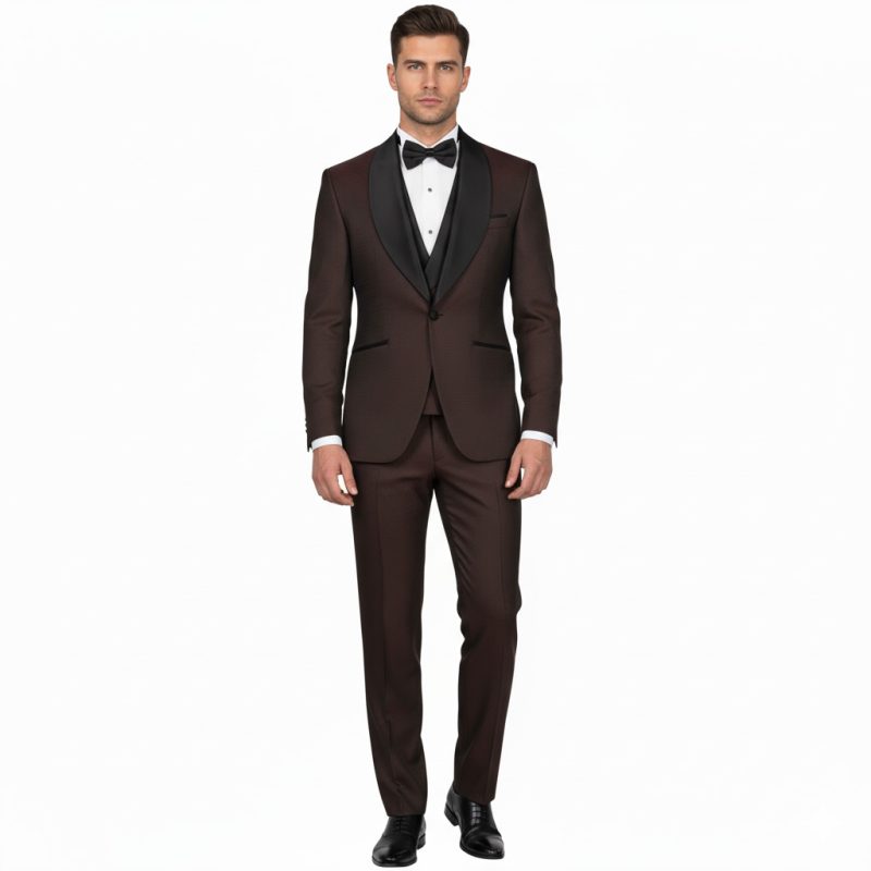 Custom Made Coffee Brown Tuxedo For Men