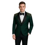 Green Tuxedo With Stone Embroidery