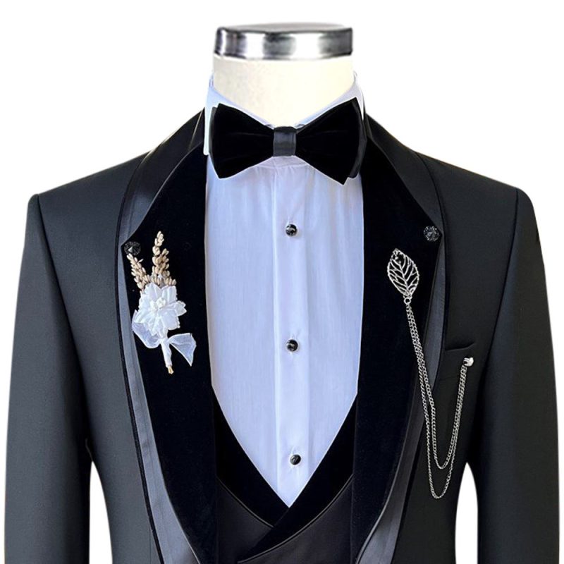 Black Velvet Shawl Lapel With Grey Tuxedo