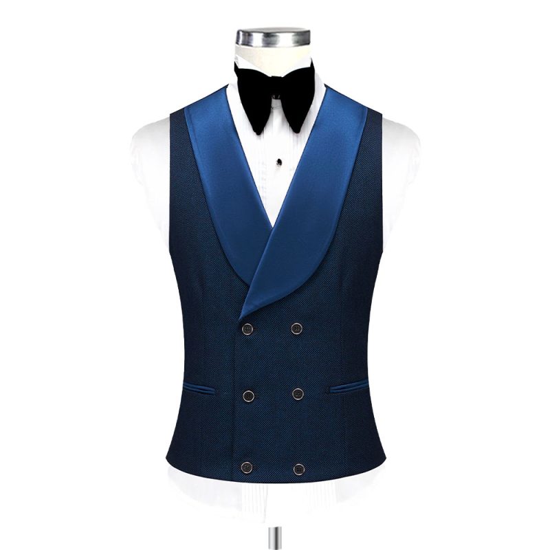 Navy Blue Waitcoat With Blue Lapel