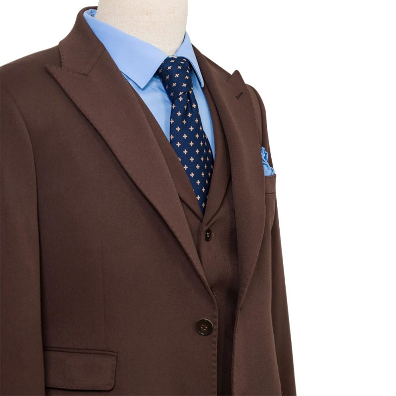 Peak Lapel Dark Chocolate Brown 3 Piece Suit