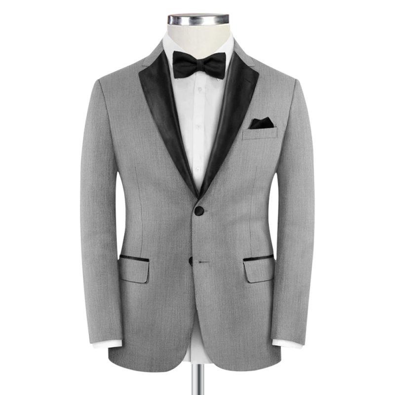Grey Tuxedo With Black Satin Lapel