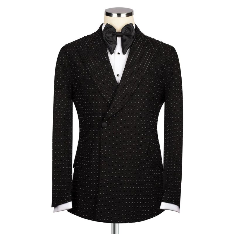 Black Tuxedo With Stone Embroidered