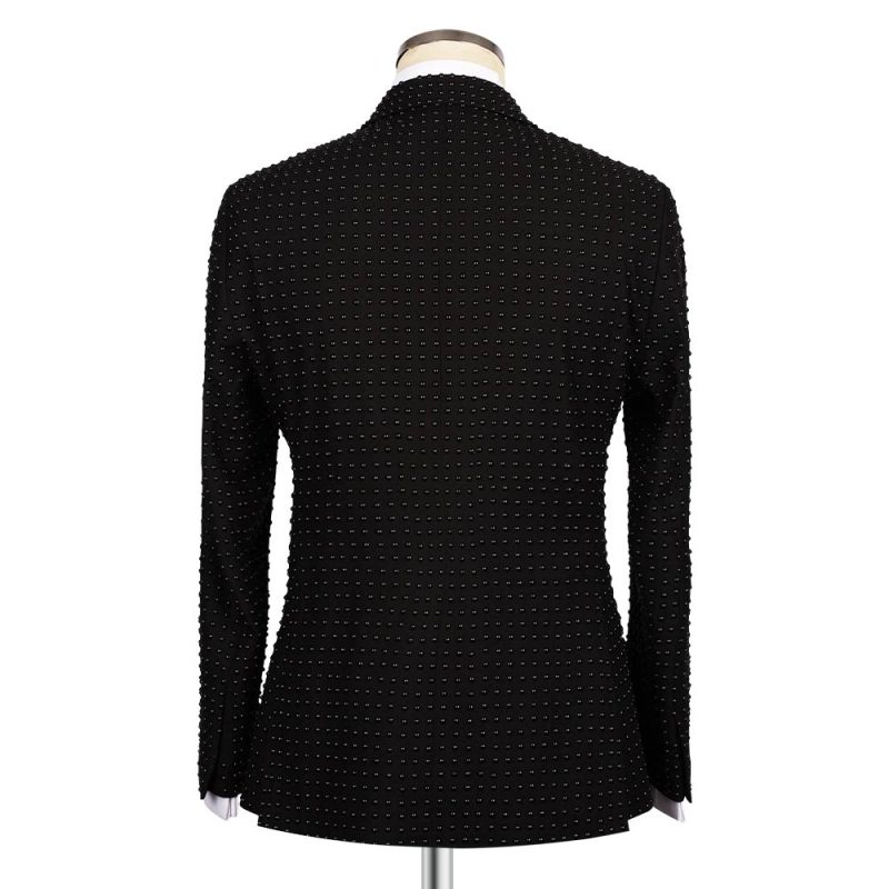 Black Tuxedo With Stone Embroidered Back Side