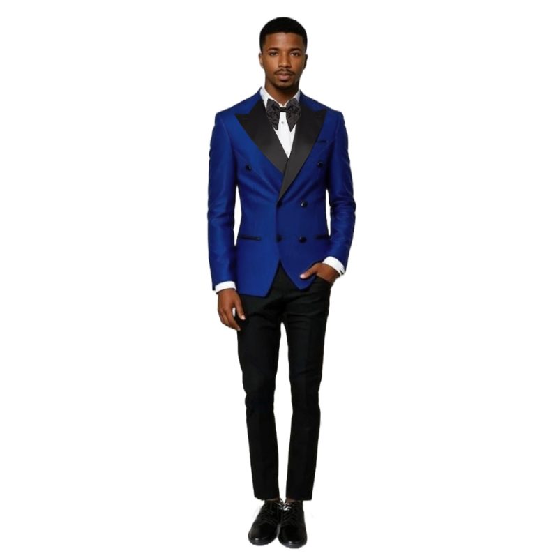 Royal Blue Double Breasted Tuxedo For Men