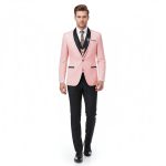 Men Wear Pink Tuxedo Suit With Close Up View