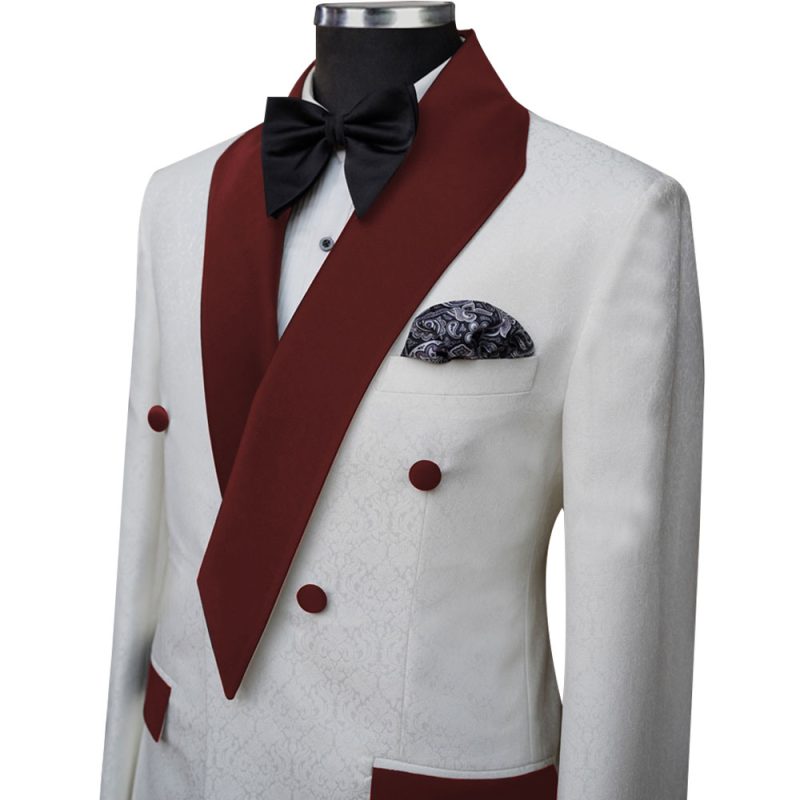 Shawl Maroon Lapel With White Tux