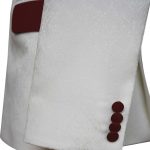 Texture White Tuxedo With Maroon Lapel