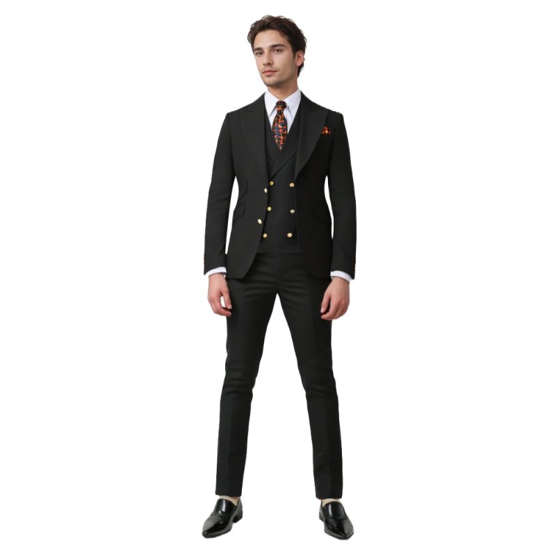 Black Suit With Golden Buttons For Men