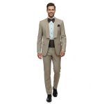 Beige Tuxedo With Same Fabric Lapel For Men