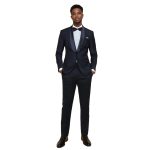 Custom Dark Blue Tuxedo With Shawl Lapel For Men