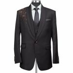 Custom Luxury Embroidered Shoulder Tuxedo Suit For Men