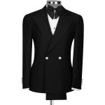 Black Tuxedo With Extended Front Cut For Men