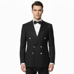 Black Tuxedo With Extended Front Cut For Men