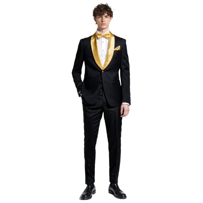 Black Tuxedo With Golden Lapel