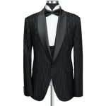 Luxury Black Tuxedo With Hand Stone Work For Men