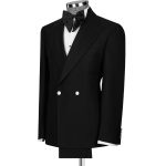 Black Tuxedo With Extended Front Cut For Men