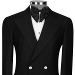 Black Tuxedo With Extended Front Cut For Men