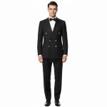 Black Tuxedo With Extended Front Cut For Men