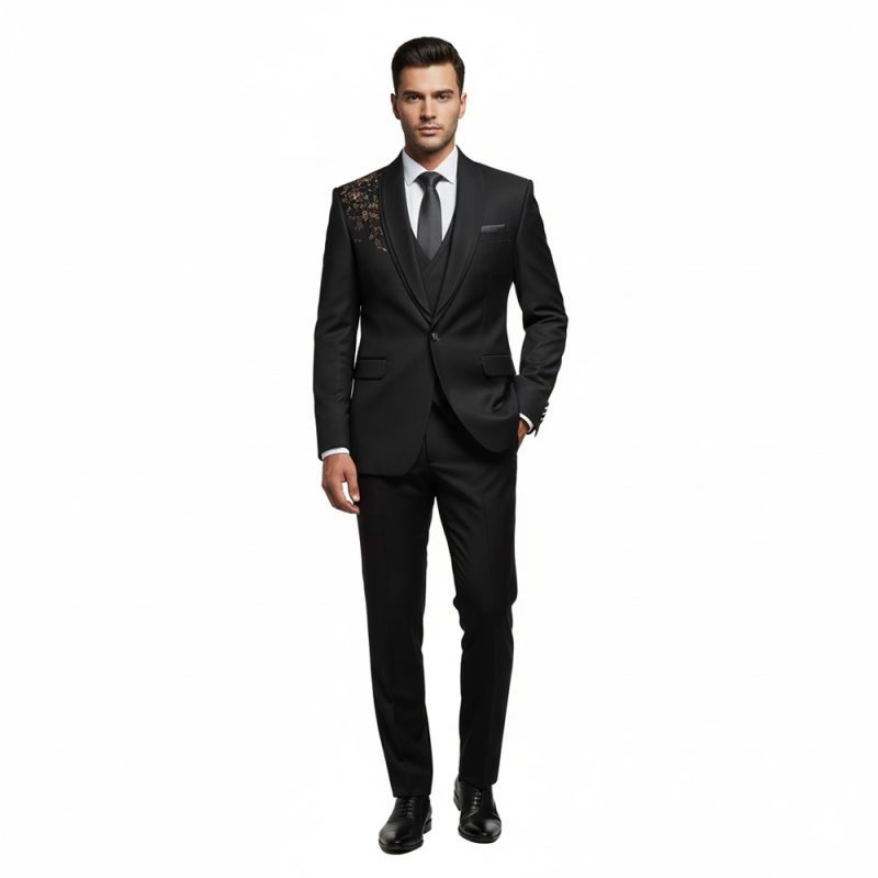 Luxury Embroidered Shoulder Tuxedo Suit For Men