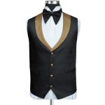 Texture Golden And Black Tuxedo For Men
