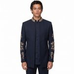 Andre Emilio Men Open Front Blazer With Golden Embroider