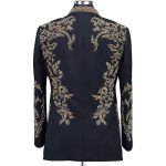 Men’s Golden Embroidered Open Front Blazer