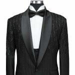 Luxury Black Tuxedo With Hand Stone Work For Men