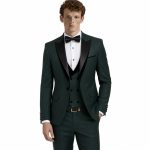 Bespoke Forest Green Tuxedo Suit With Black Lapel