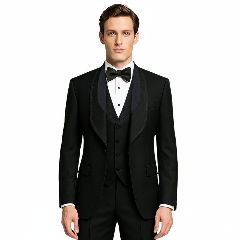 Bespoke Luxury Black Glitter Shawl Lapel Tuxedo For Men