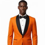 Custom Orange And Black Tuxedo For Men