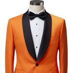 Custom Orange And Black Tuxedo For Men