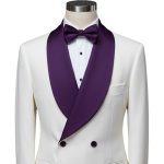 Custom White And Purple Tuxedo For Men
