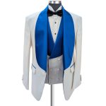 Custom White And Royal Blue Tuxedo For Men