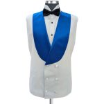 Custom White And Royal Blue Tuxedo For Men
