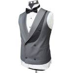 Custom Grey Tuxedo With Black Floral Embroidery For Men