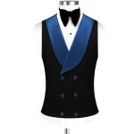 Custom Made Black Tuxedo With Navy Blue Lapel For Men