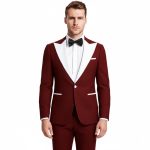 Custom Made Maroon And White Tuxedo For Men