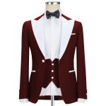 Custom Made Maroon And White Tuxedo For Men