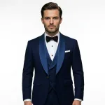 Andre Emilio Navy Blue Tuxedo Blue Lapel