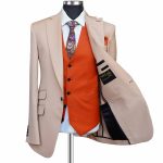 Elegant Beige Suit with Orange Vest