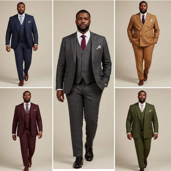 Big And Tall Groom In Navy Two Button Wedding Suit