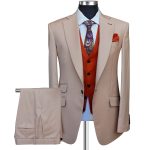 Elegant Beige Suit with Orange Vest