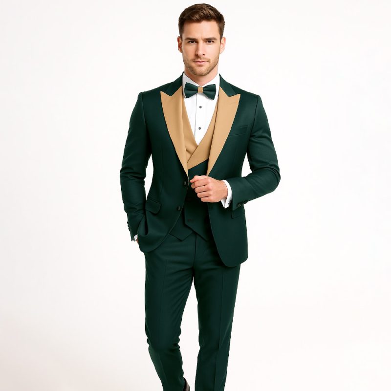 Green And Beige Tuxedo For Men